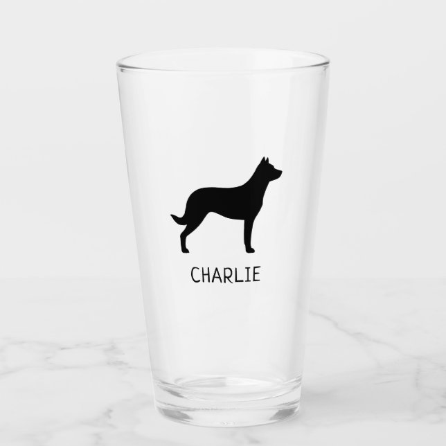 Beauceron Dog Silhouette Personalisiert Glas (Vorderseite)