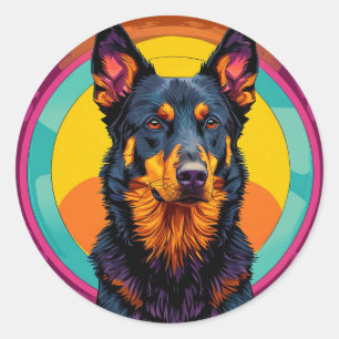 Beauceron Hund Colorful Illustration Runder Aufkleber