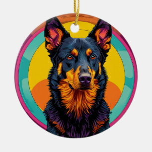 Beauceron-Hund Farbige Illustration Keramik Ornament