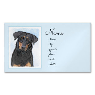 Beauceron Malerei - Niedliche Original Hunde Kunst Magnetische Visitenkarte