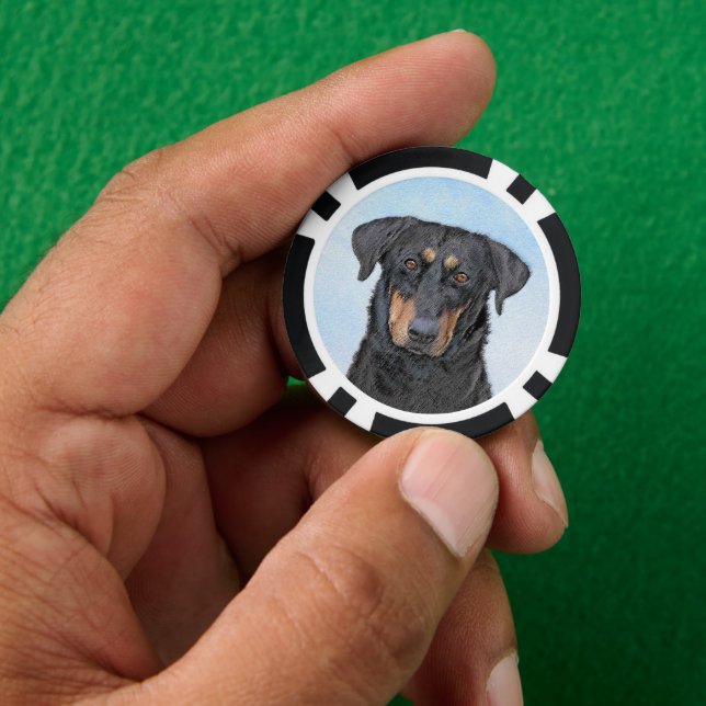 Beauceron Malerei - Niedliche Original Hunde Kunst Pokerchips (Hand)