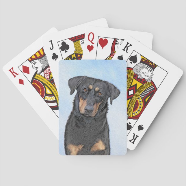 Beauceron Malerei - Niedliche Original Hunde Kunst Spielkarten (Rückseite)