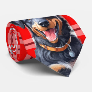Beauceron Red Kariert Holiday Weihnachten Krawatte