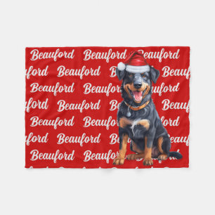 Beauceron Red mit Name Christmas Dog Fleecedecke