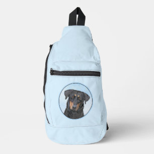 Beauceron Schwarz und Braun Malerei Schäferhund Hu Crossbody Bag