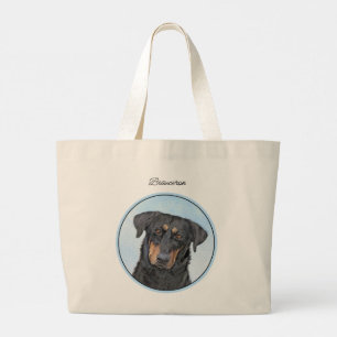 Beauceron Schwarz und Braun Malerei Schäferhund Hu Jumbo Stoffbeutel