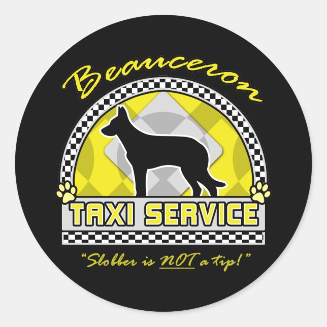 Beauceron Taxi Runder Aufkleber (Vorderseite)