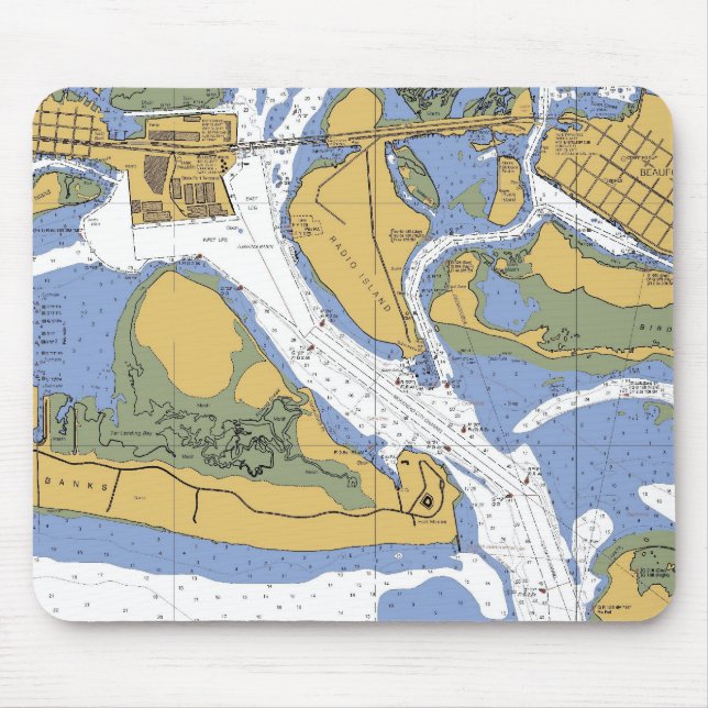 Beaufort NC Seehafen-Diagramm mousepad (Vorne)