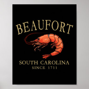 Beaufort South Carolina Garnelen Seit 1711 Tan Let Poster