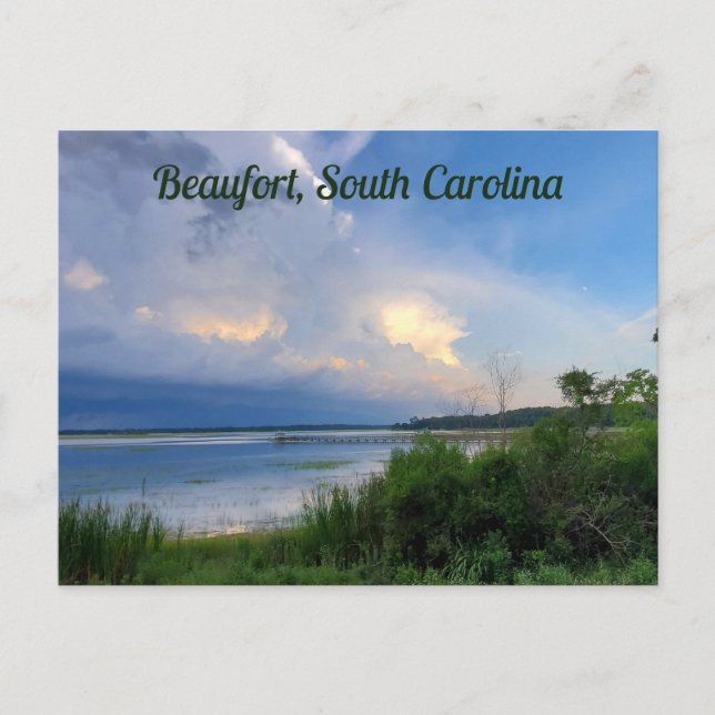 Beaufort South Carolina Gewitter über Wasser Postkarte (Vorderseite)