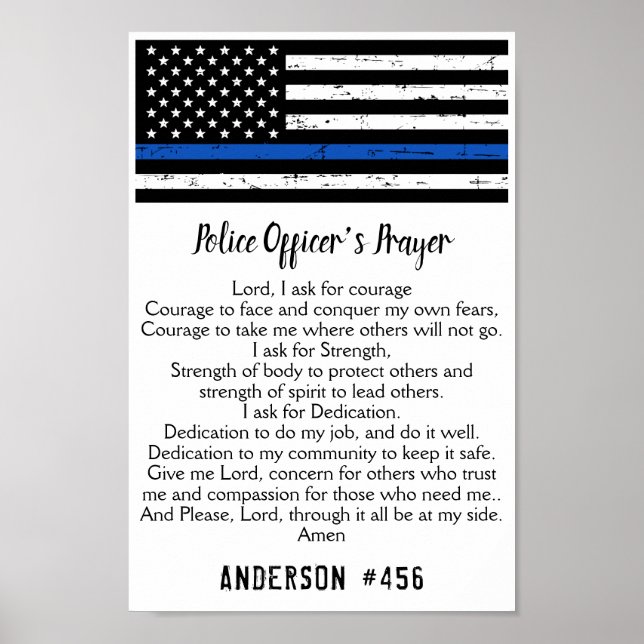 Beauftragter für die Flaggenpolizei Thin Blue Line Poster (Vorne)