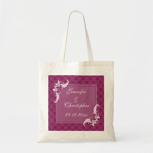 Beaujolais Damask und Blumenzarge Tragetasche (Vorne)