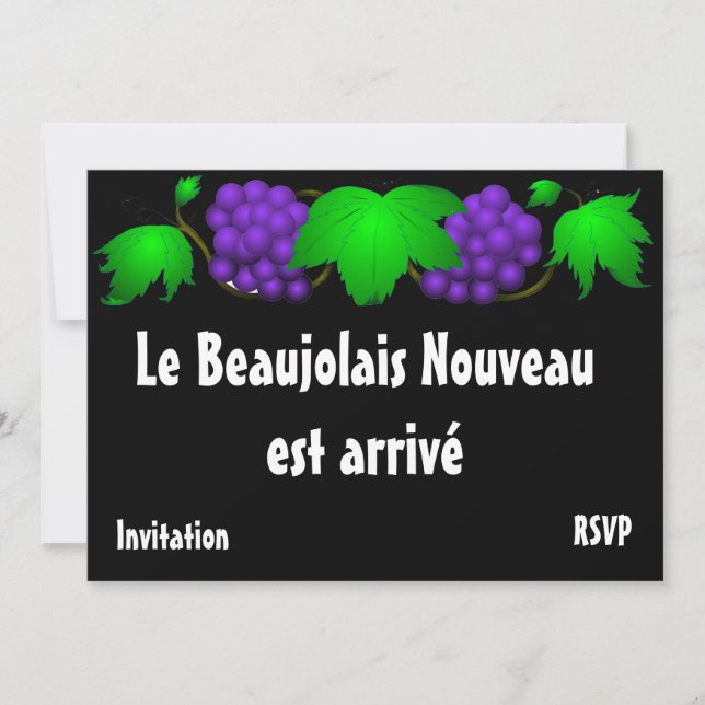 Beaujolais Nouveau Einladung schwarz (Vorderseite)
