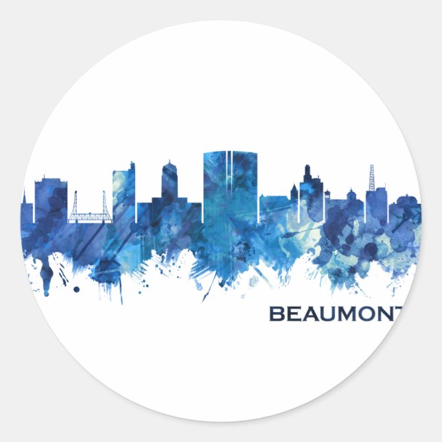 Beaumont Texas Skyline Blue Runder Aufkleber (Vorderseite)