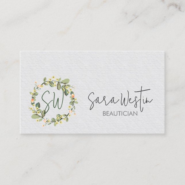 Beautician Beauty Monogram Visitenkarte (Vorderseite)