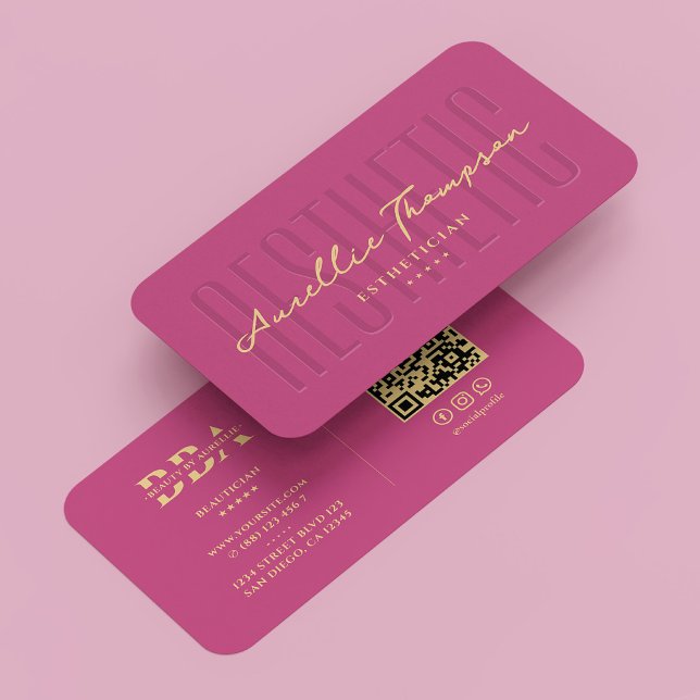 Beautician Esthetician Ästhetik Pink Moderne Visitenkarte (Beautician Esthetician Aesthetic Pink Modern Business Card
)