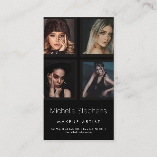 Beautician Hair and Makeup Artist Black Visitenkarte (Vorderseite)