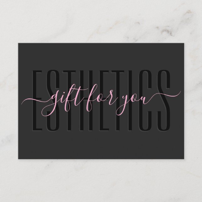Beautician Pink Esthetics Black Gift Card (Vorderseite)