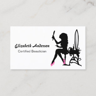 Beautician Pink und Black Girly Girl Haar Stylist Visitenkarte