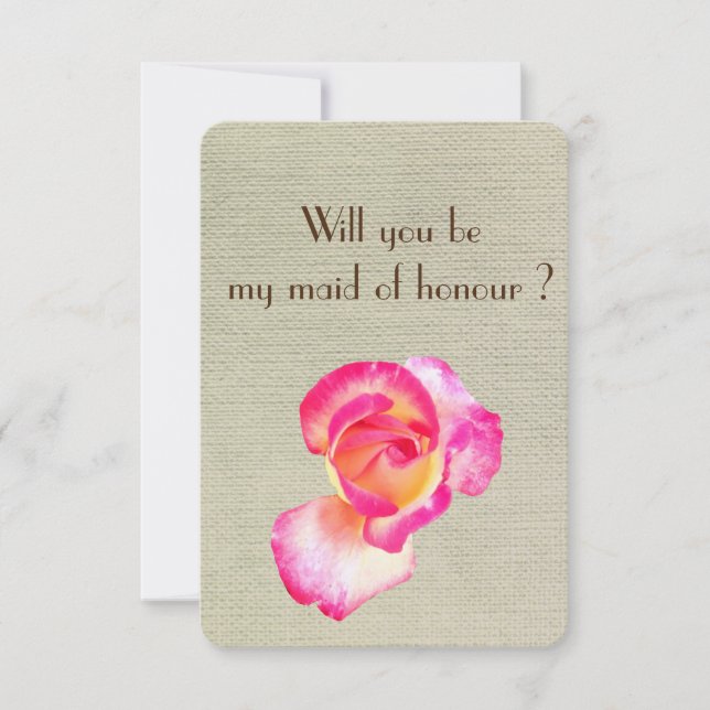 Beautif Rose Blume, Werden Sie meine Trauzeugin se Einladung (Vorderseite)