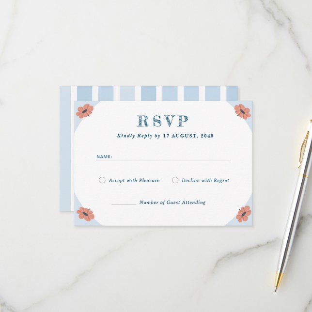 Beautifil Retro Floral Wedding RSVP Response Cards Karte (Vorderseite/Rückseite Beispiel)