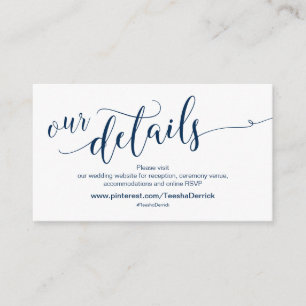 Beautifu Navy Blue, Website für Hochzeiten Details Begleitkarte