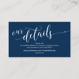 Beautifu Navy Blue, Website für Hochzeiten Details Begleitkarte