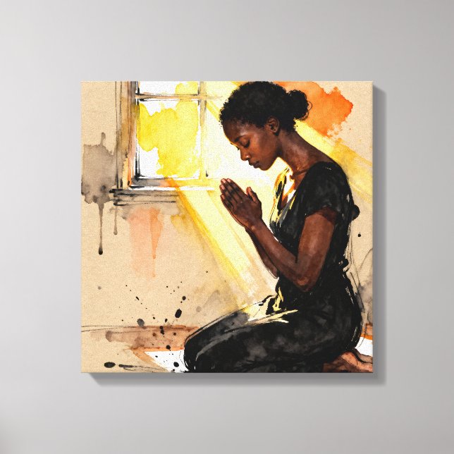 Beautiful Abstract African=American Woman Praying Leinwanddruck (Vorderseite)