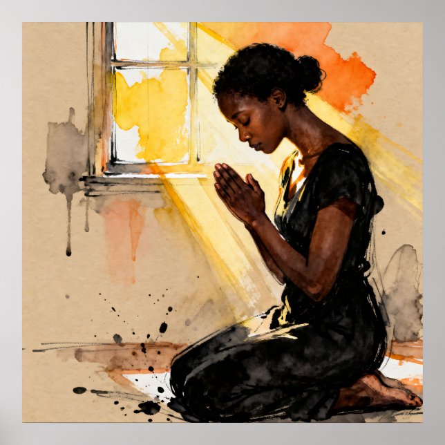 Beautiful Abstract African=American Woman Praying Poster (Vorne)