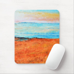 Beautiful Abstract Beach Painting Orange Mousepad