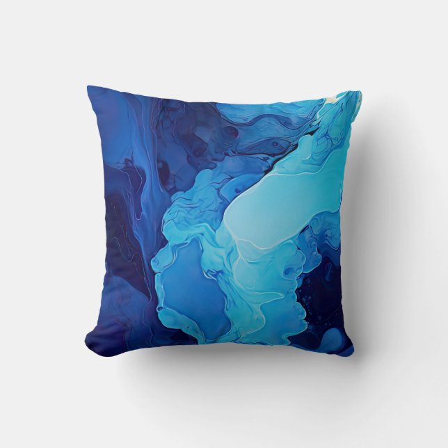 Beautiful Abstract Blue Modern Artistic Fluid Art Kissen (Vorderseite)