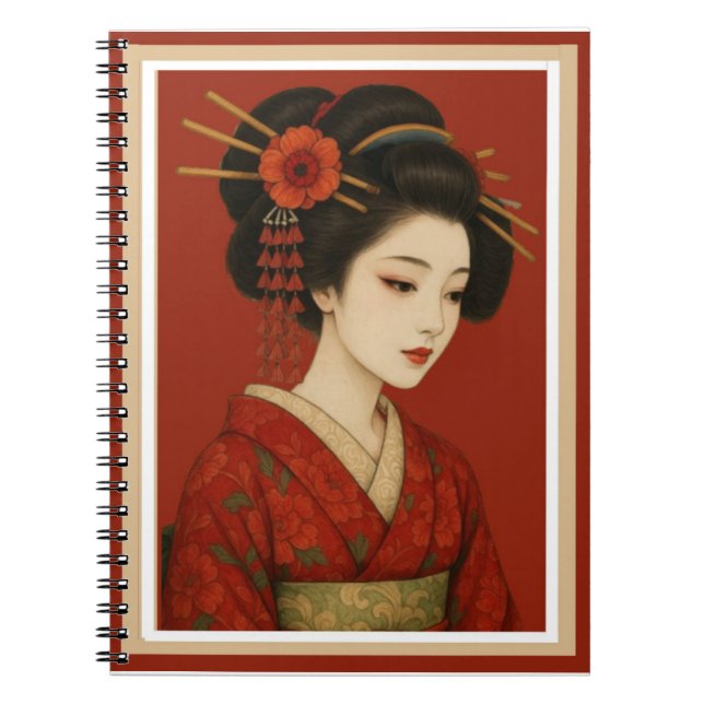 Beautiful Adorned Japanese Geisha Girl Notebook Notizblock (Vorderseite)