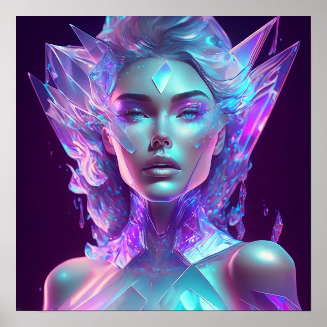 Beautiful Ai Art Hübsch Icy Glass wie Woman Poster (Vorne)