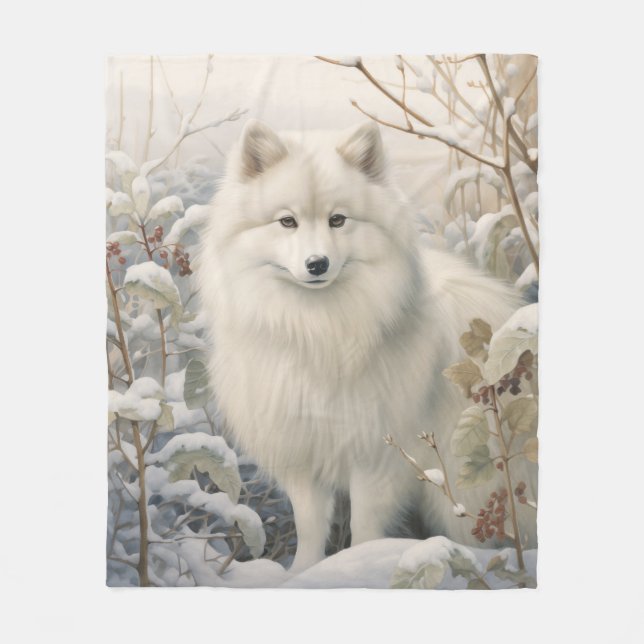 Beautiful American Eskimo Dog Fleecedecke (Vorderseite)