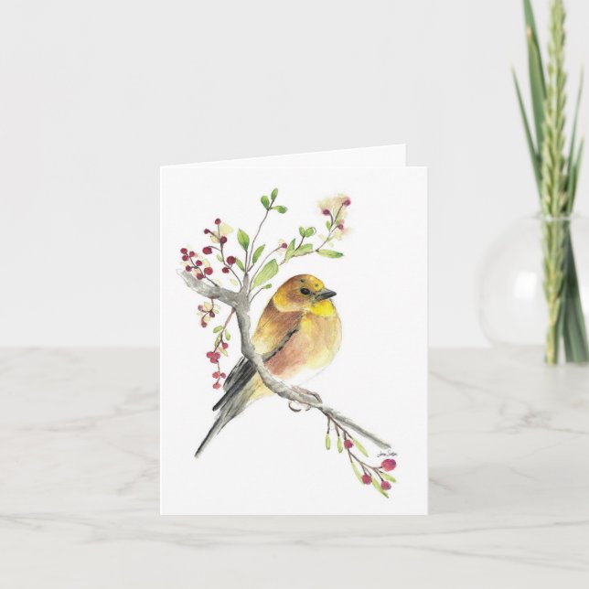 Beautiful American Goldfinch Watercolor Note Card (Vorderseite)