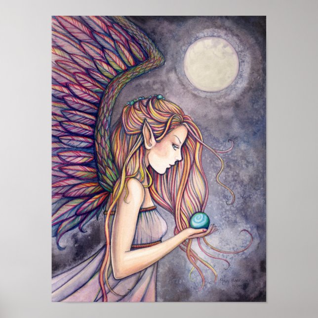 Beautiful Angel Fairy Watercolor Poster Print (Vorne)