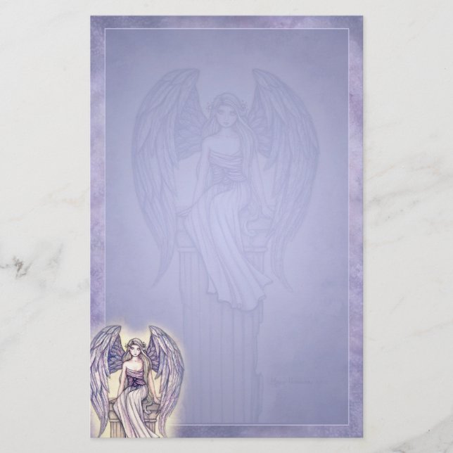 Beautiful Angel Stationery Periwinkle Blue Briefpapier (Vorderseite)