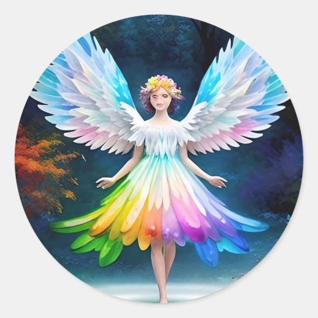 Beautiful Angel Wings Art-35444 Runder Aufkleber (Vorderseite)