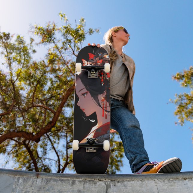 Beautiful Anime Geisha Skateboard (Außenbereich 1)