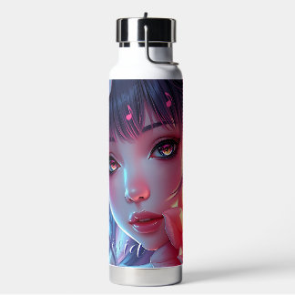Beautiful Anime Girl Glitchcore Floral Trinkflasche