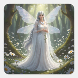 Beautiful April Diamond Fairy Quadratischer Aufkleber