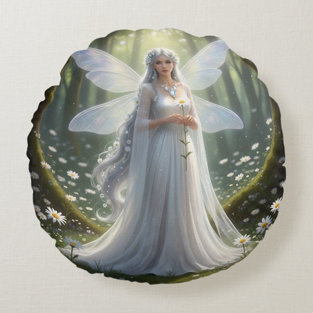 Beautiful April Diamond Fairy Rundes Kissen (Vorderseite)
