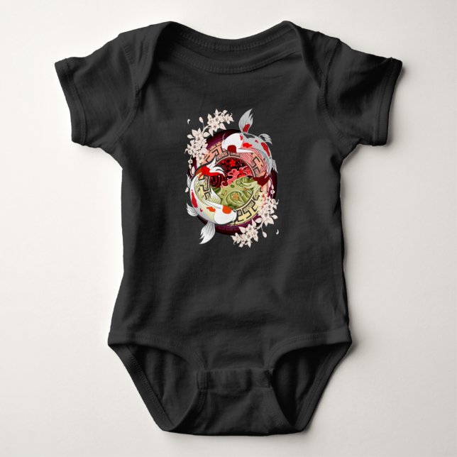 Beautiful Art japanische Blume Koi Fish Baby Strampler (Vorderseite)