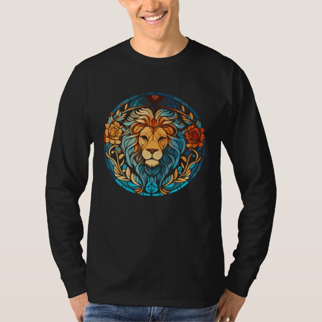 Beautiful Artistic Stained Glass Style Lion T-Shirt (Vorderseite)
