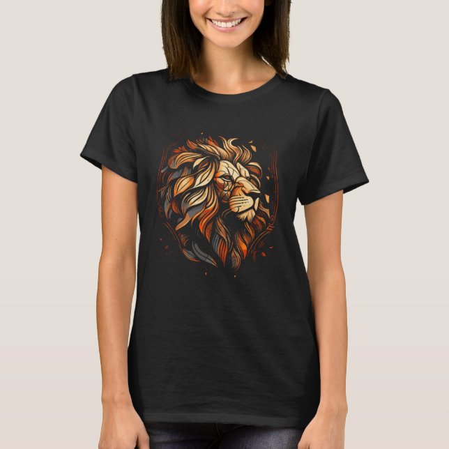 Beautiful Artistic Stained Glass Style Lion T-Shirt (Vorderseite)