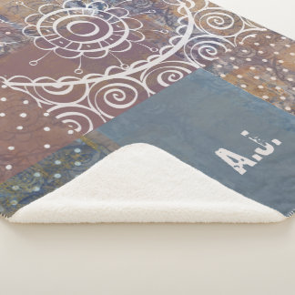 Beautiful artsy industrial blue brown faux copper sherpadecke