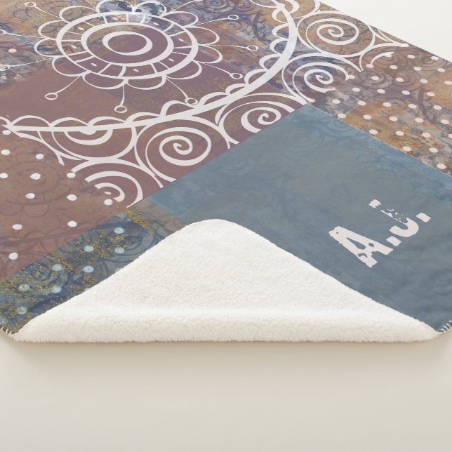 Beautiful artsy industrial blue brown faux copper  sherpadecke (3/4)