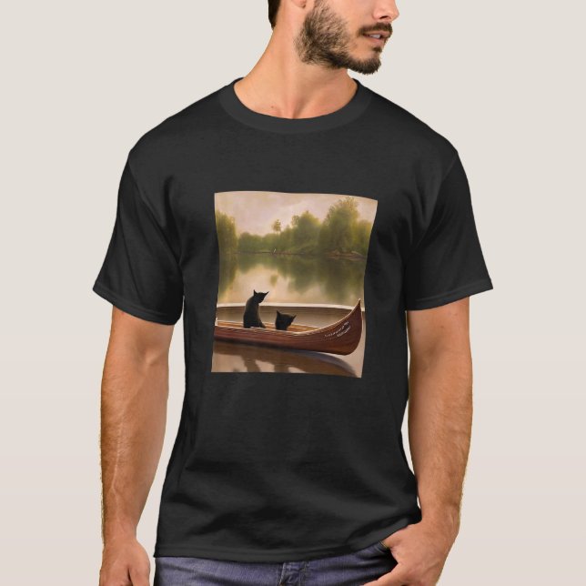 Beautiful Artwork Two Cats In A Boat Stunning T-Shirt (Vorderseite)