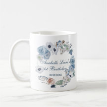 Beautiful Ash Blue Floral Geburtstag