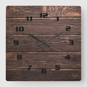 Beautiful authentic looking wood horizontal print quadratische wanduhr